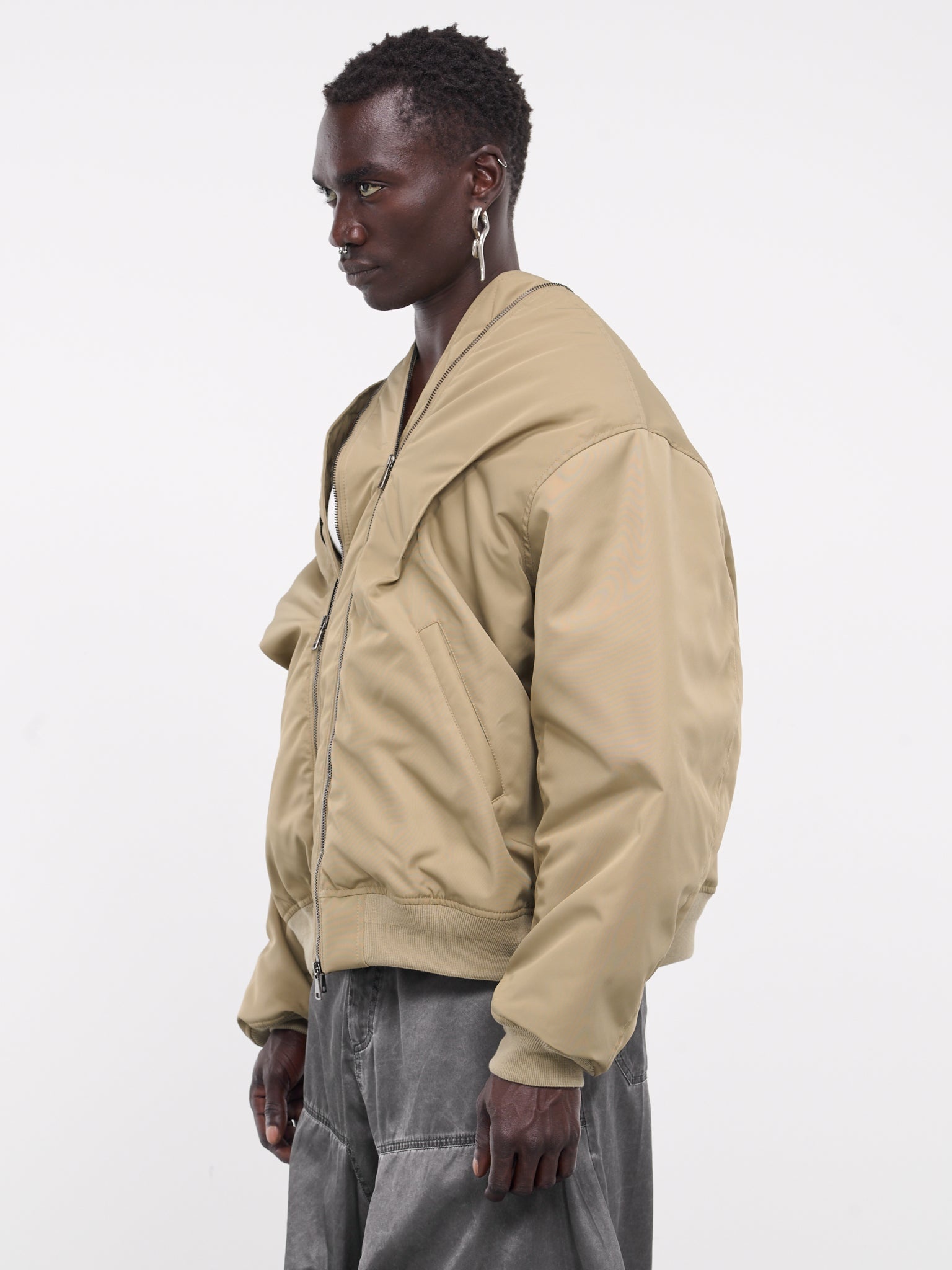 Double Zip Pinched Logo Bomber - 2