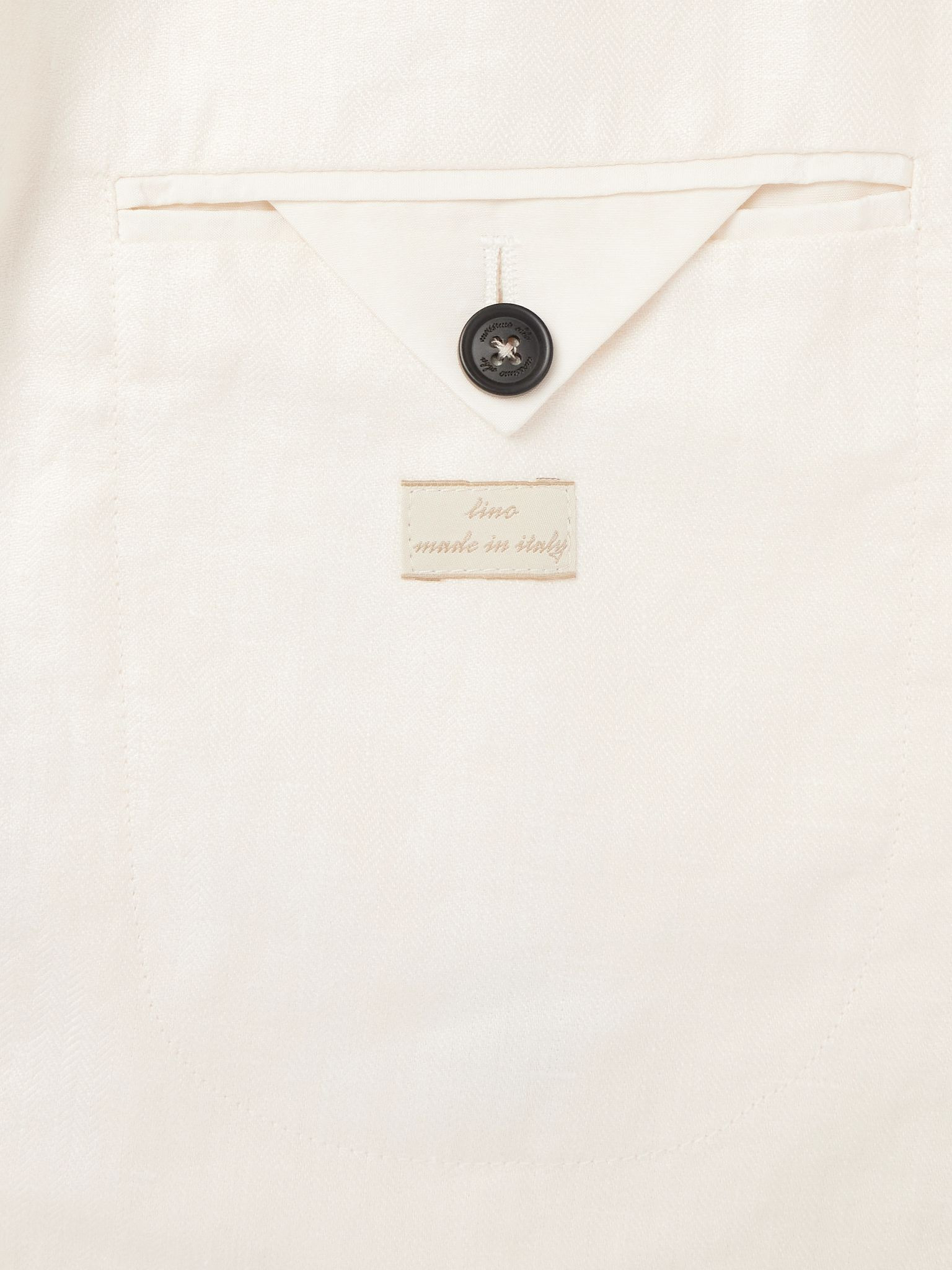 Baglietto Unstructured Herringbone Linen Blazer Off-white - 5
