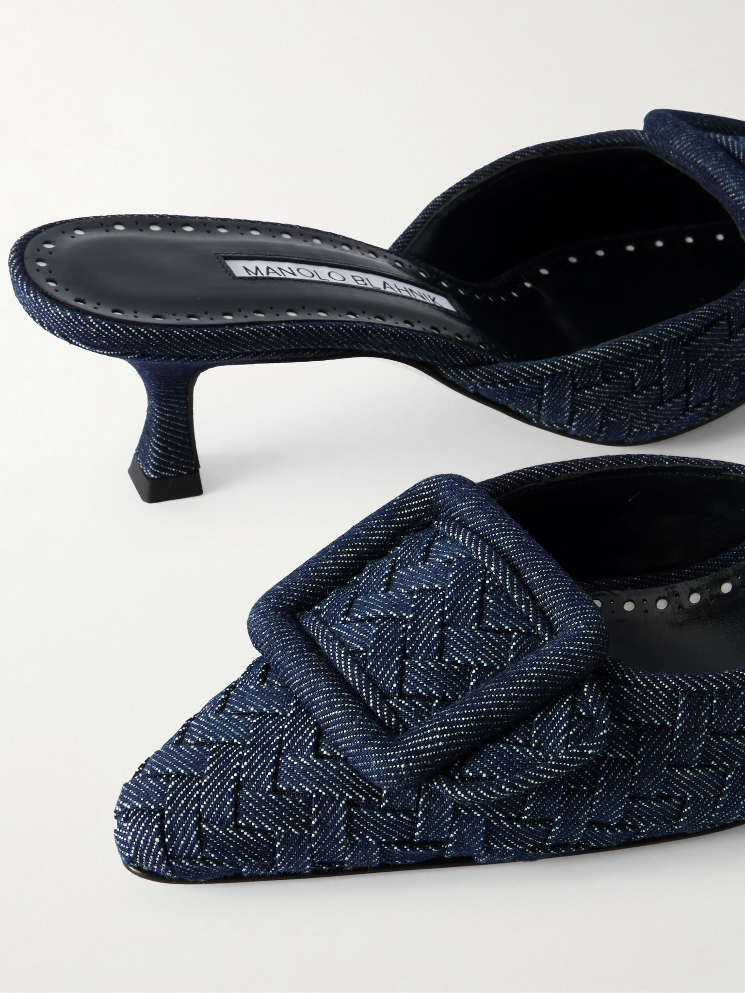Maysale 50 buckled denim mules Dark denim - 4
