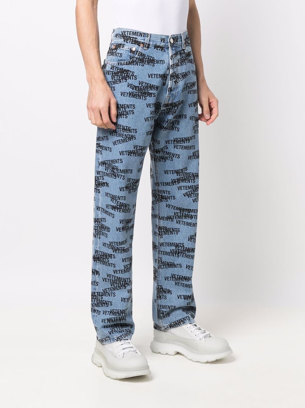 logo-print straight jeans - 3