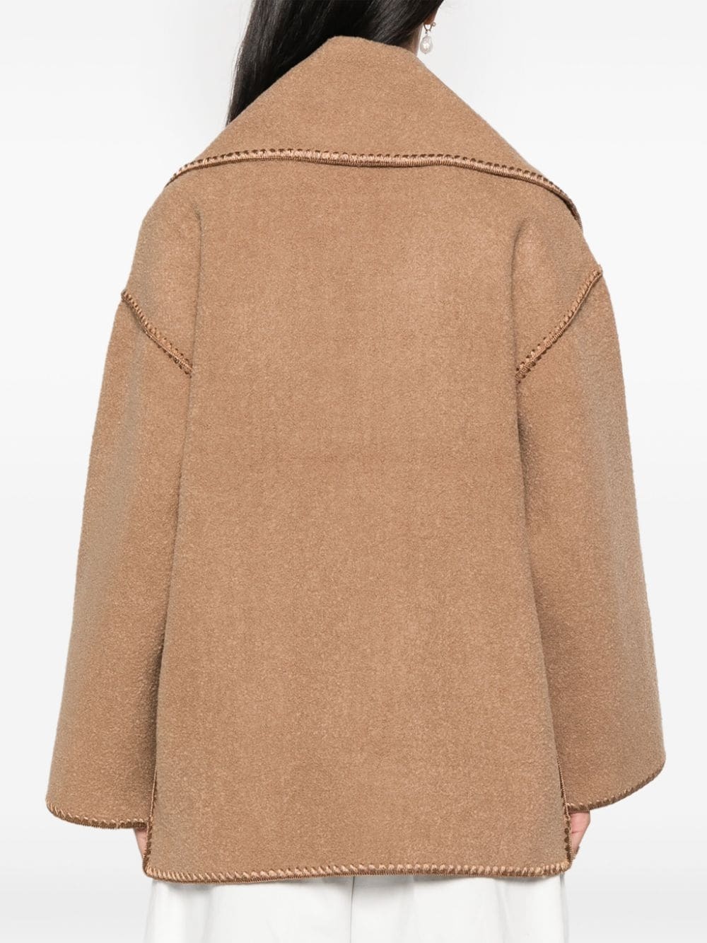 whipstitch-trim scarf jacket - 4