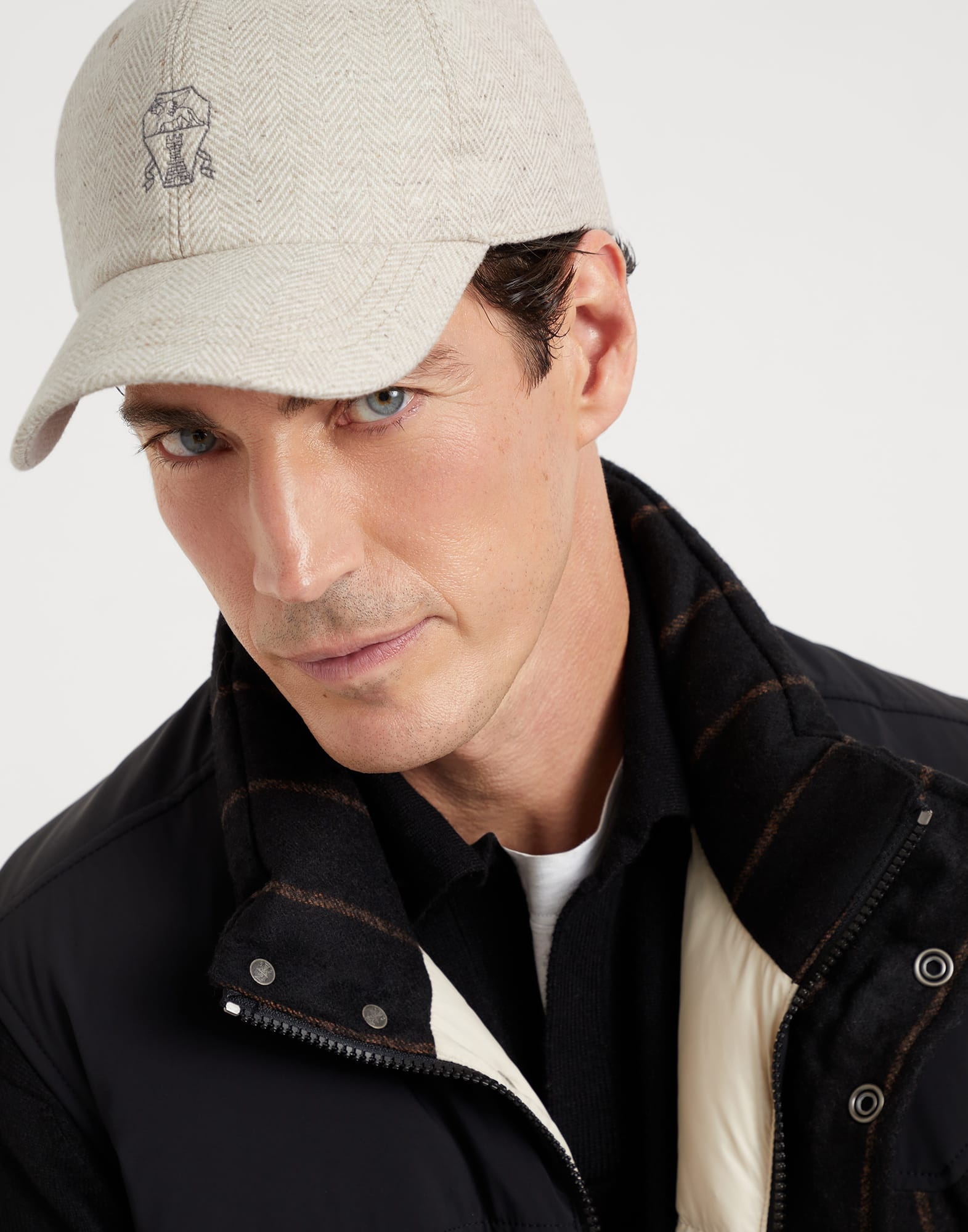 Wool and cashmere chevron baseball cap with embroidered logo - 3