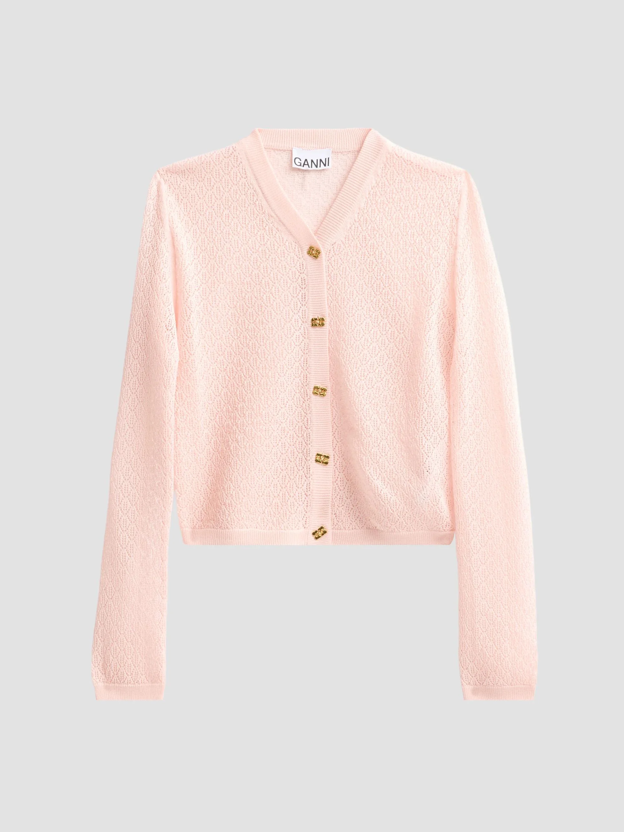 Women's Pointelle-Knit Cardigan - Pale Lilac - 1