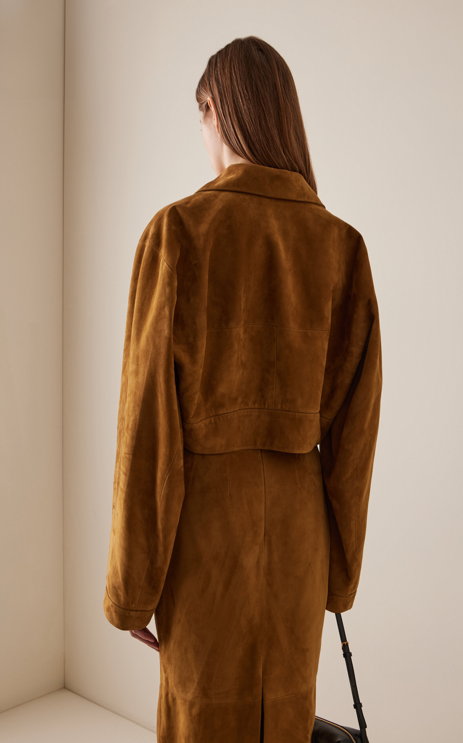 Sue Cropped Suede Jacket brown - 4