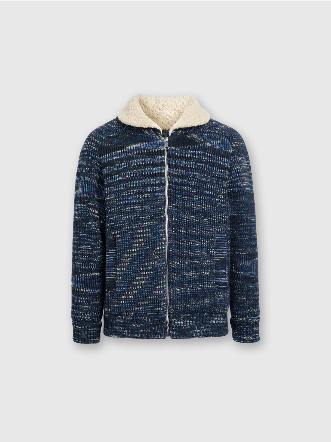 Bomber jacket in slub wool with teddy bear insert - 1