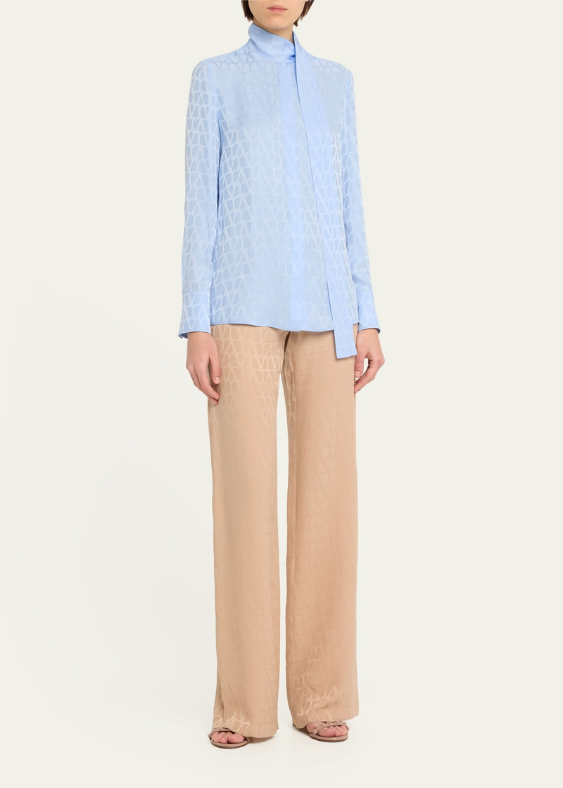 Valentino Logo Straight Silk Trousers outlook
