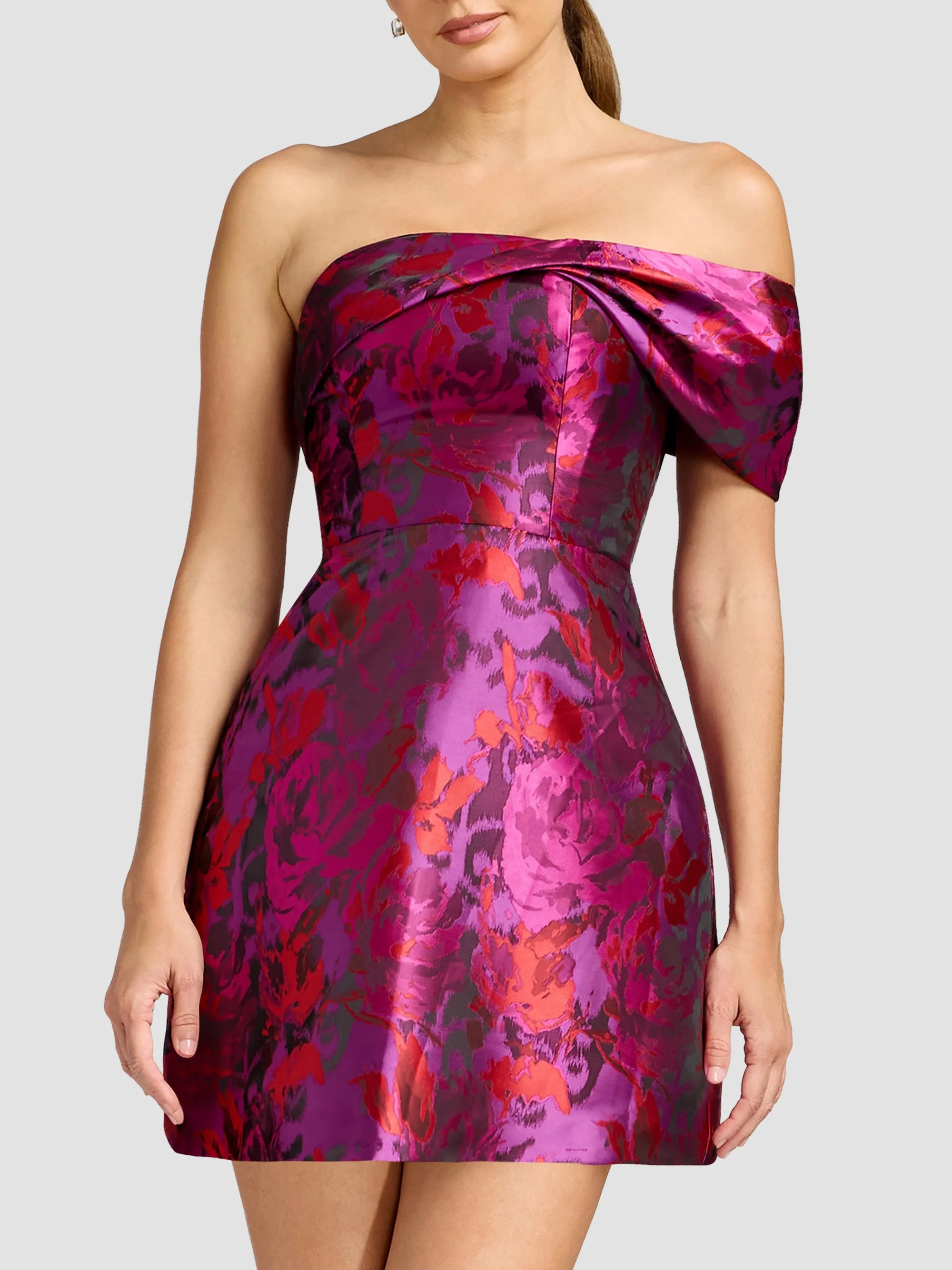 Women's Olive Jacquard Mini Dress - Bright Fuchsia Multi - 1