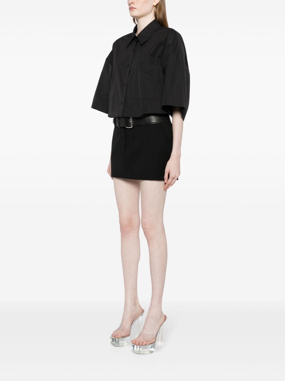 belted shirt minidress - 3