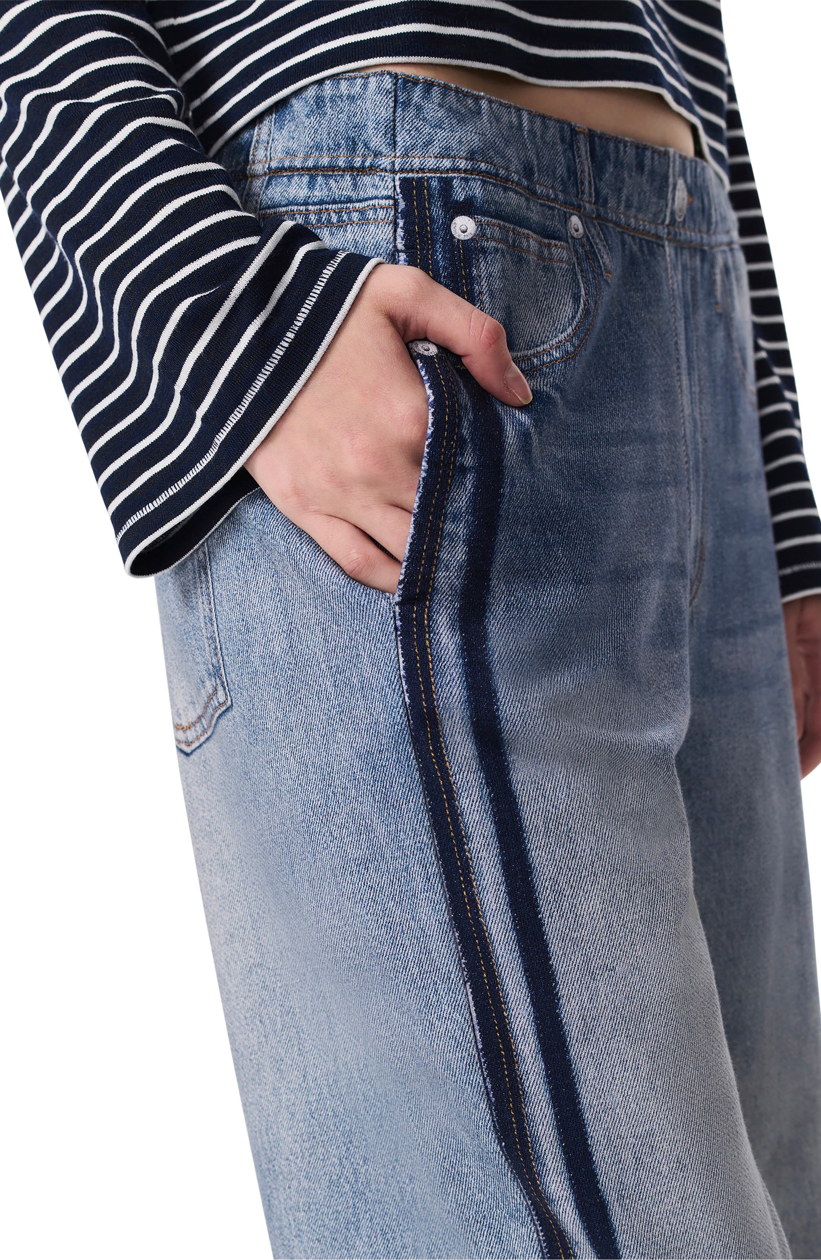 rag & bone Miramar Side Stripe High Waist Wide Leg Cotton Terry Sweatpant Track Pants in Coney at No - 4