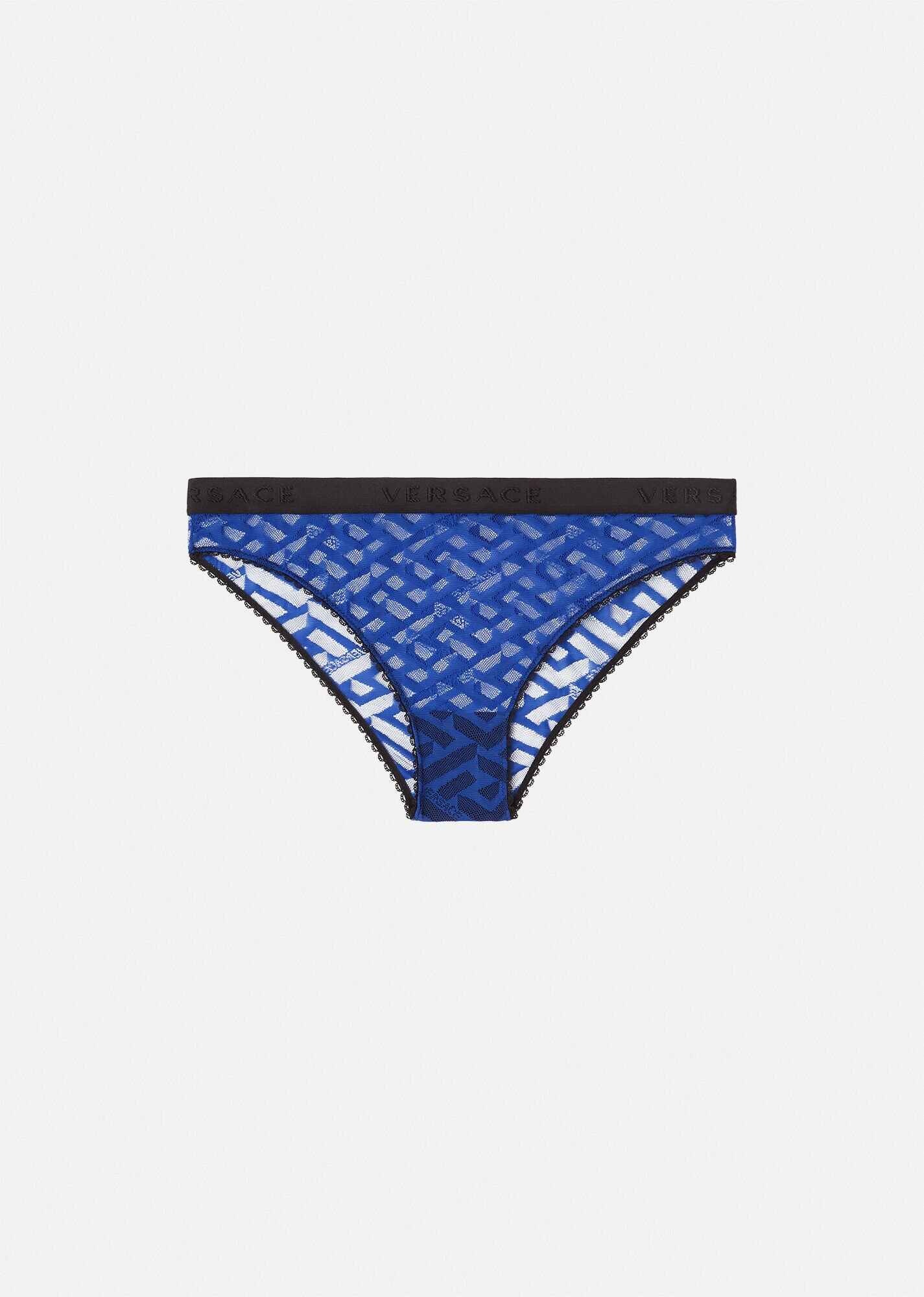 Greca Signature Print Tulle Briefs - 1