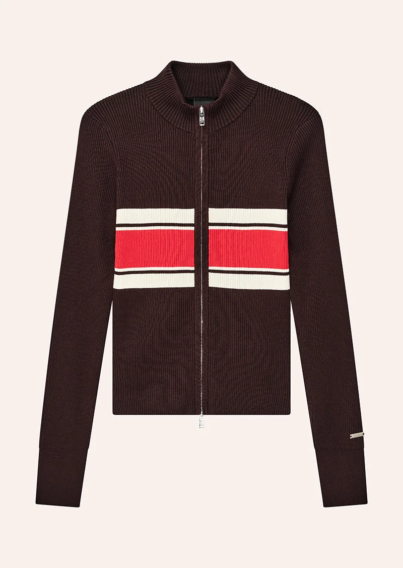 SOLAR KNIT JACKET IN DARK PLUM - 1