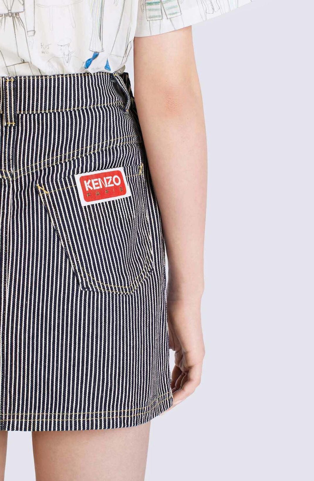 Striped denim miniskirt - 8