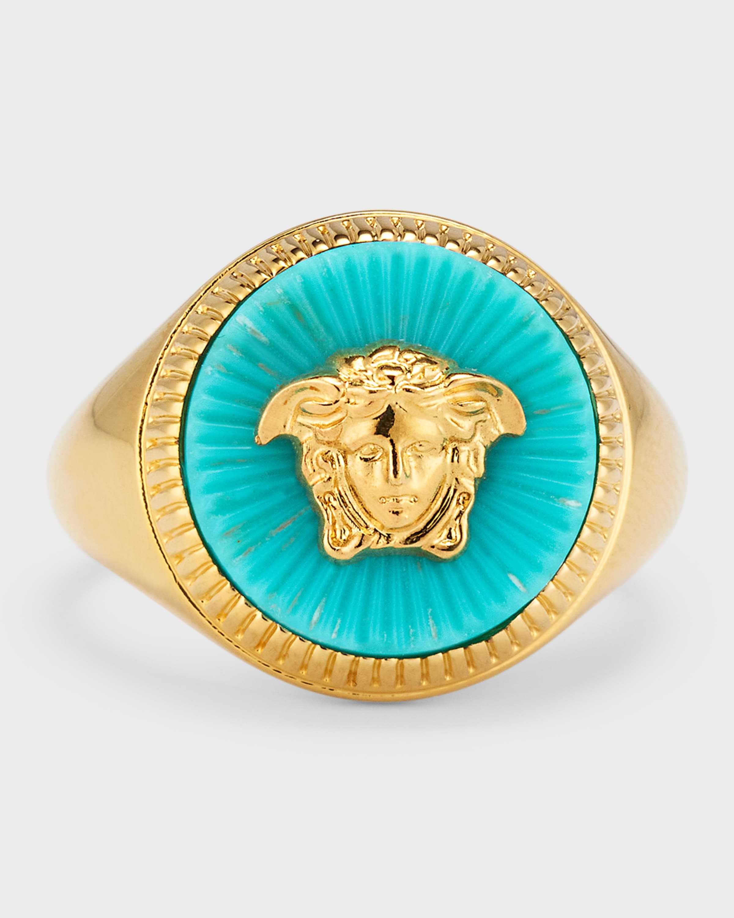 VERSACE Men's Turquoise Medusa Signet Ring neimanmarcus REVERSIBLE