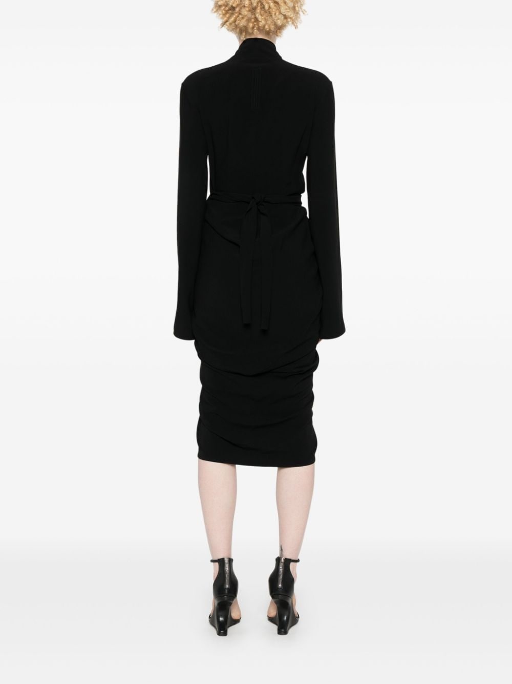 tie-fastening crepe wrap dress - 4
