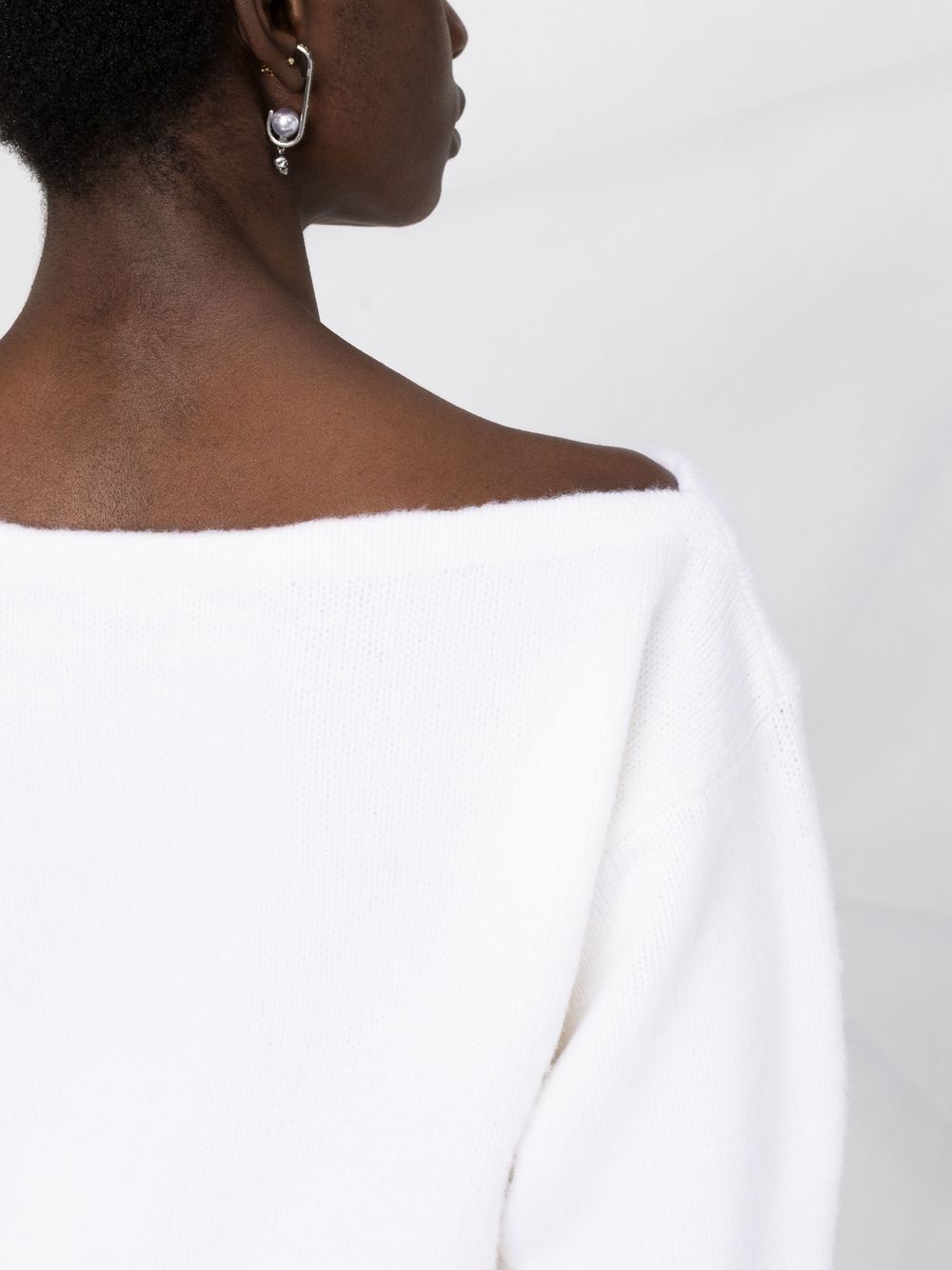 slash-neck long-sleeve jumper - 3