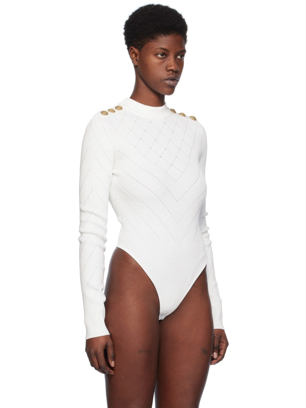 White Cutout Bodysuit - 4