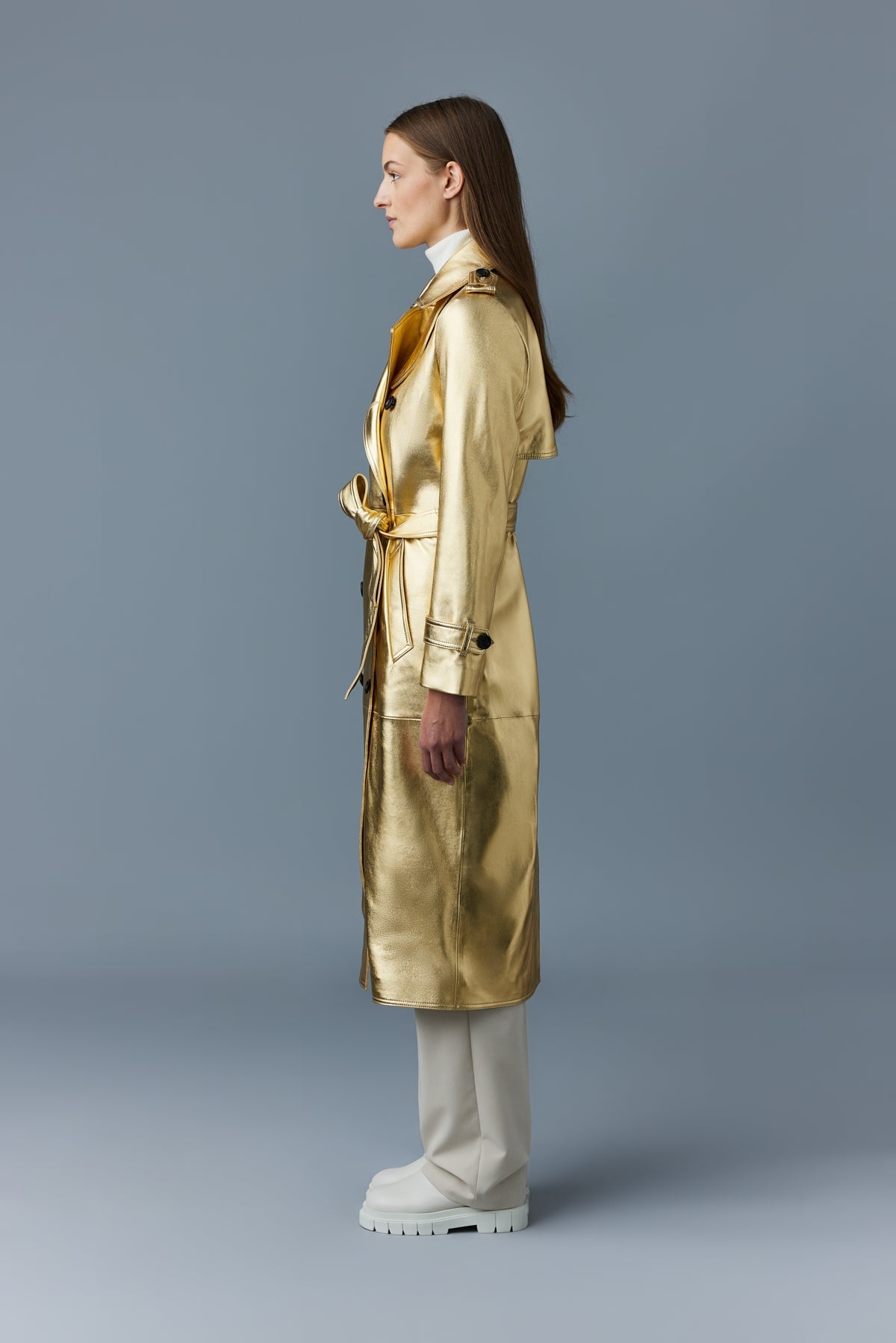GAEL (R) leather trench coat with belt - 4