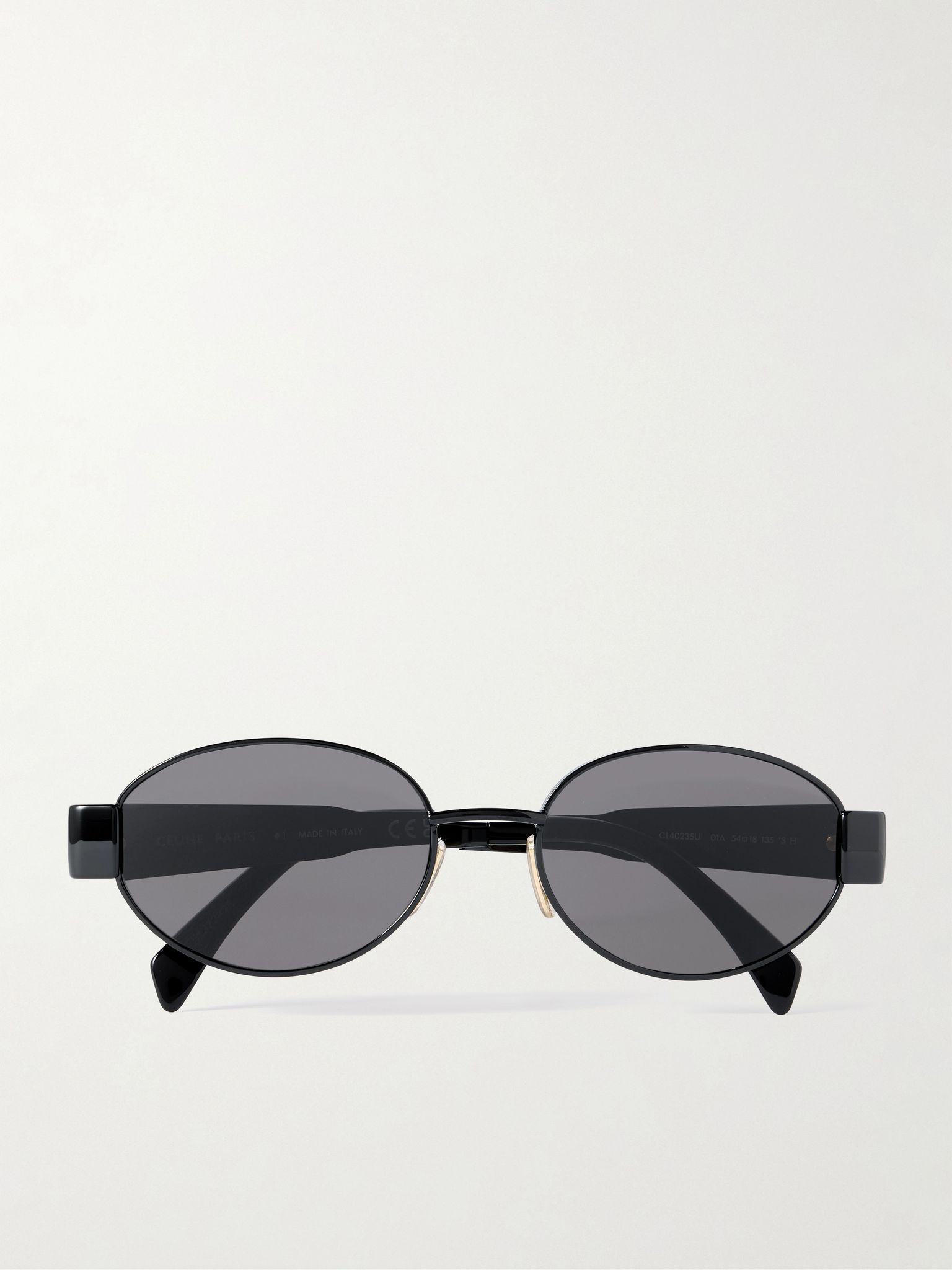 Oval-frame metal and acetate sunglasses Black - 1