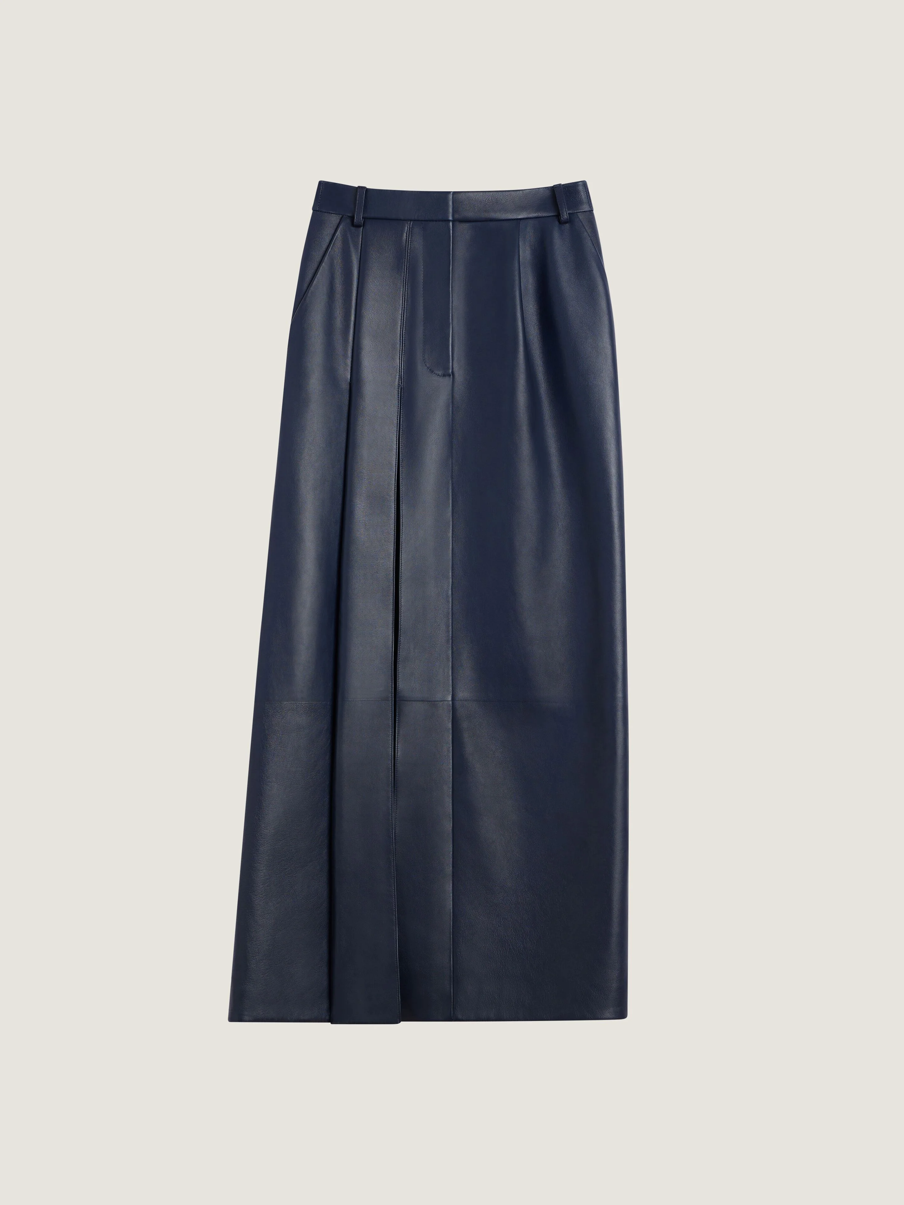 SLASHED MIDI SKIRT IN LEATHER - 1