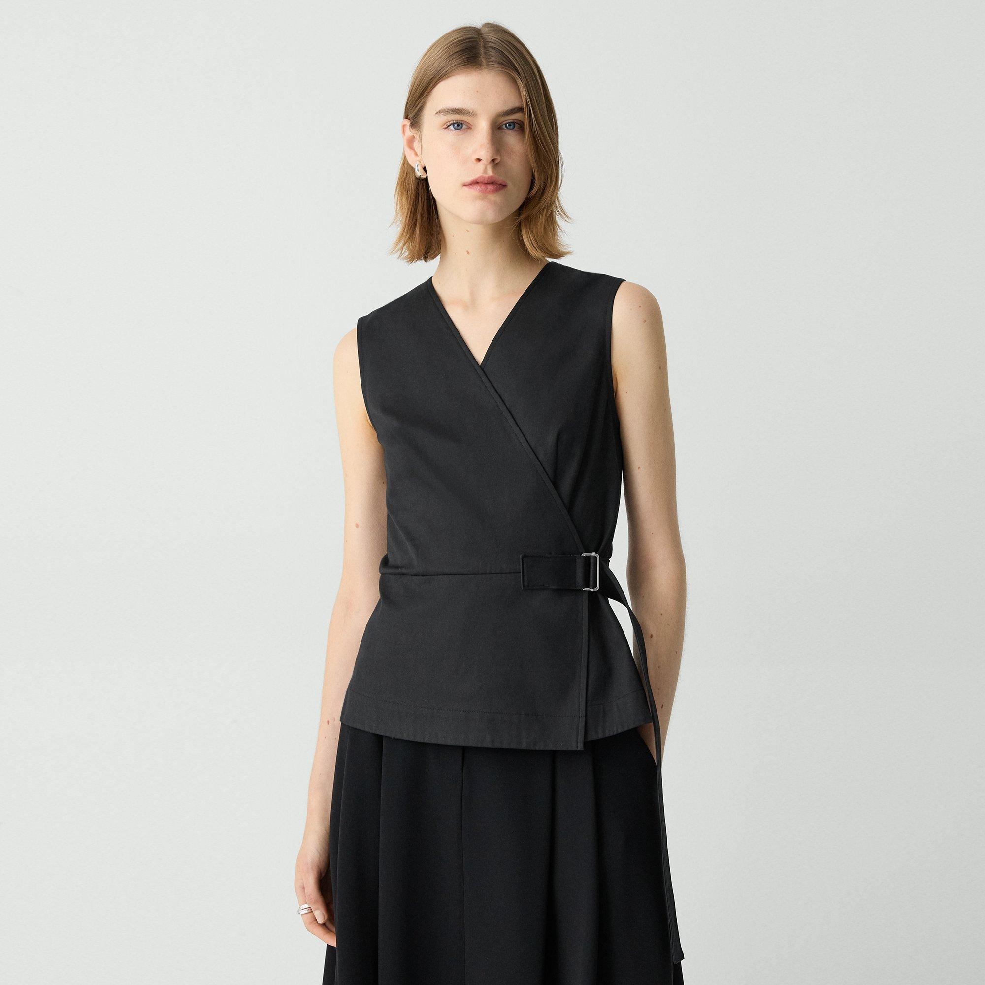 Sleeveless Wrap Top in Cotton Chino - 2