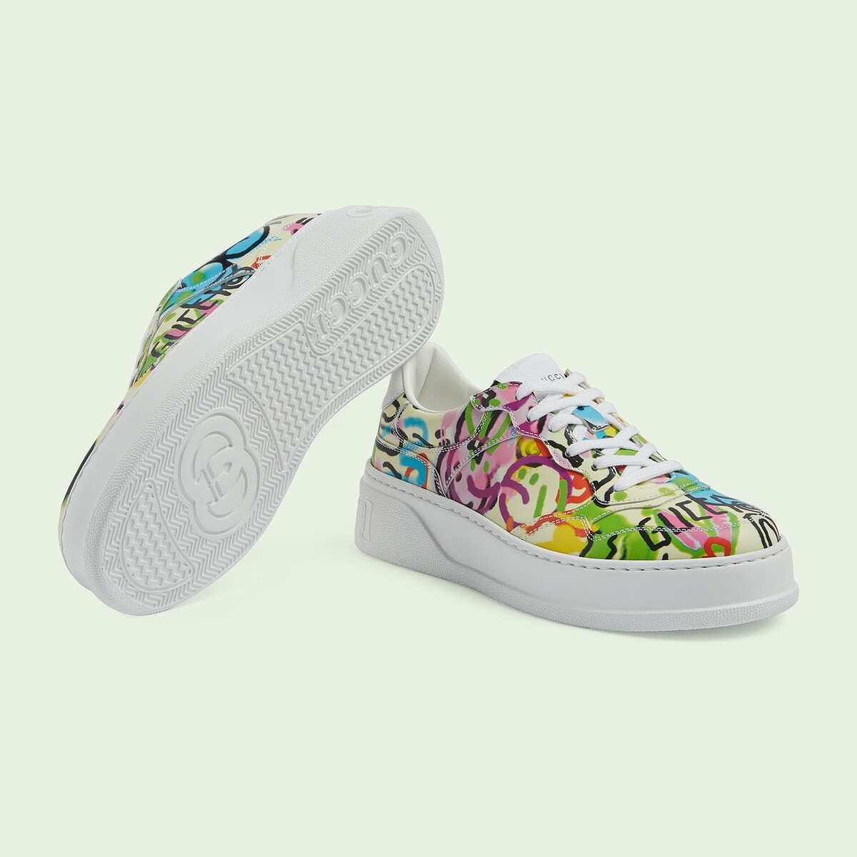 GUCCI Women s graffiti print platform sneaker REVERSIBLE