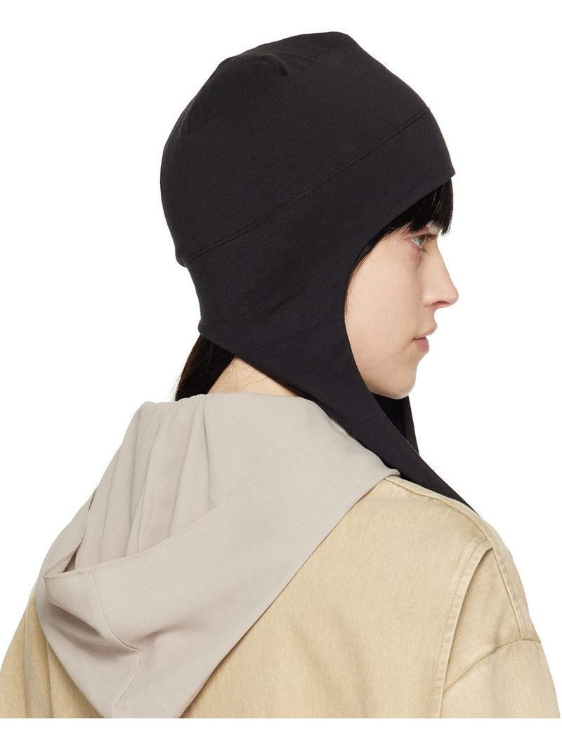 Black Jersey Earflap Beanie 3