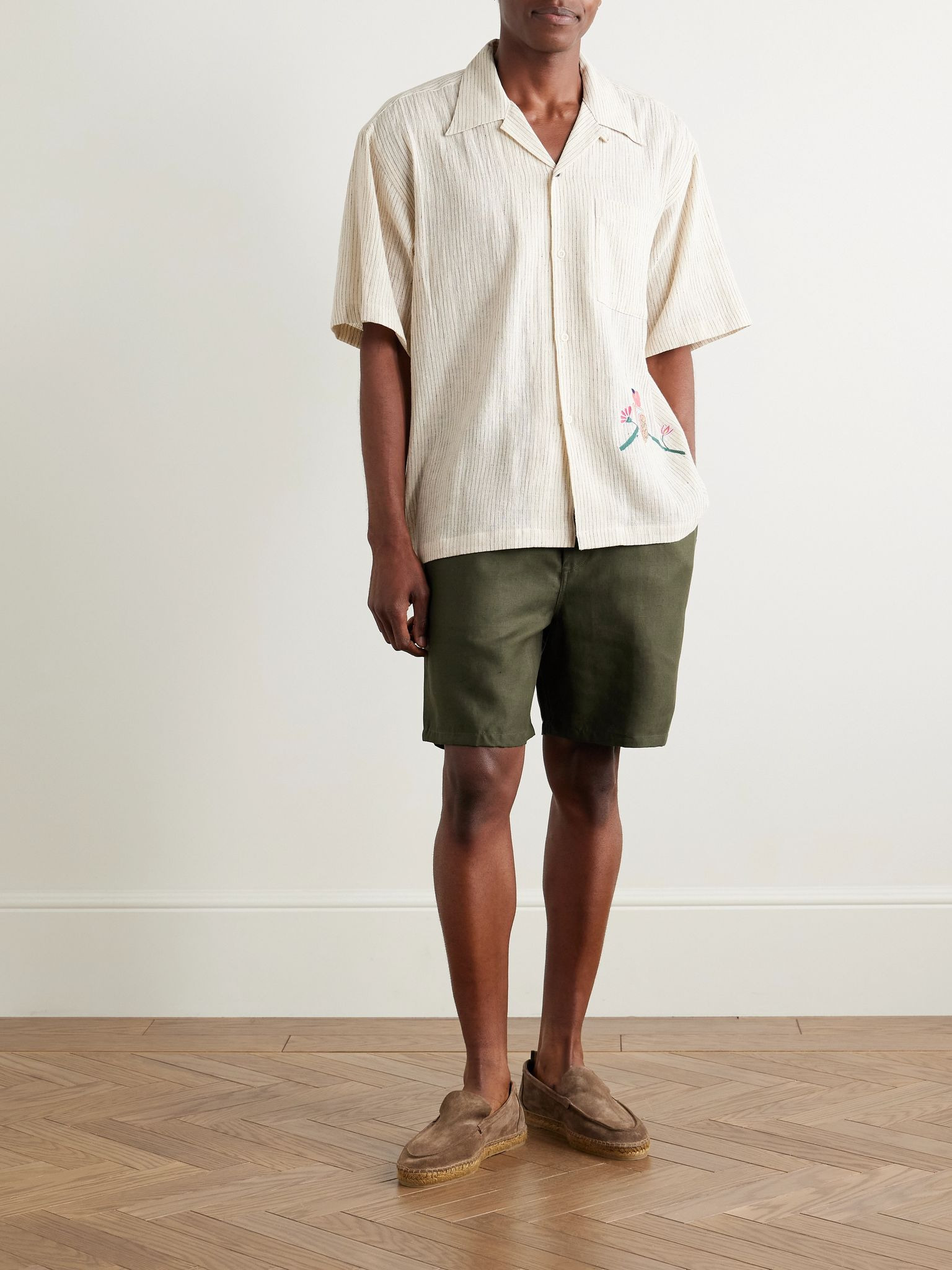 Sydney 2 Straight-Leg Linen Drawstring Shorts Green - 2