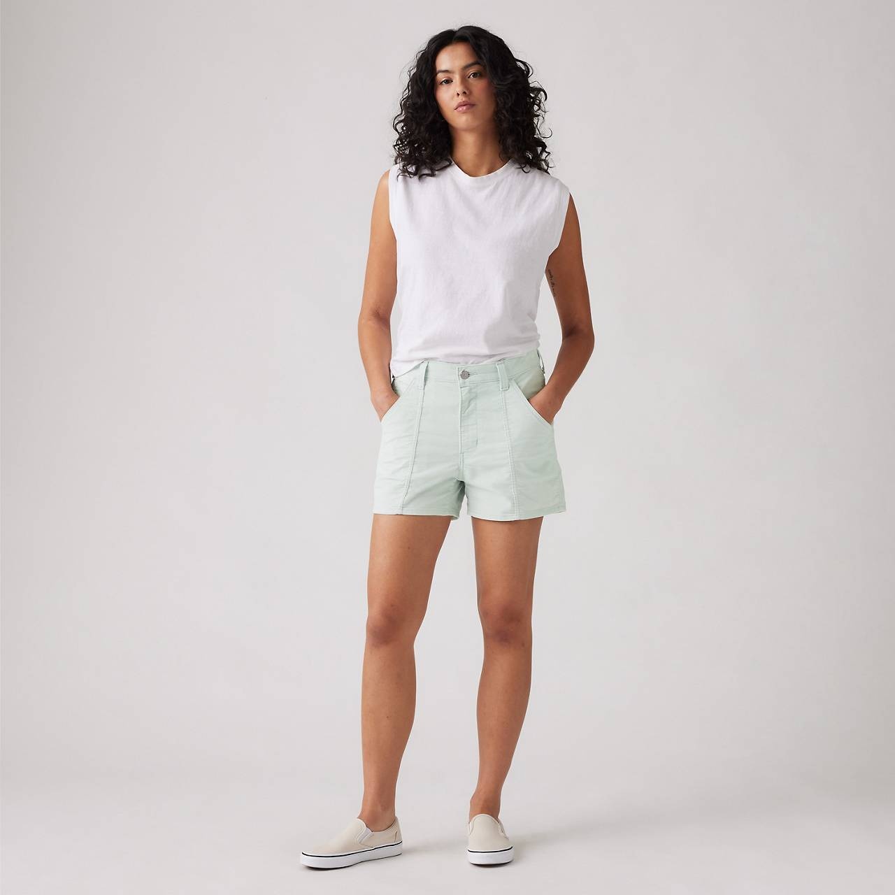 LIGHTWEIGHT CORDUROY CARPENTER WOMEN'S SHORTS - 2