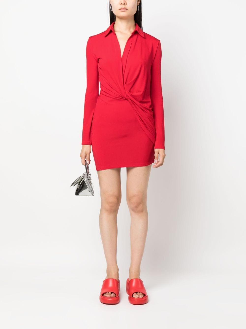 twist plunge jersey minidress - 2
