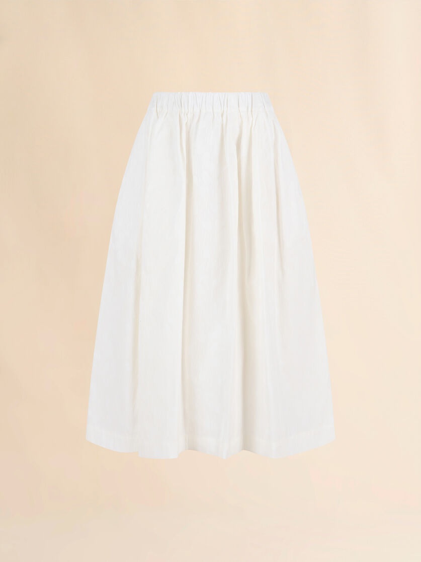 WHITE COTTON PANELLED SKIRT WITH WAVES AND DROPS JACQUARD MOTIF - 1