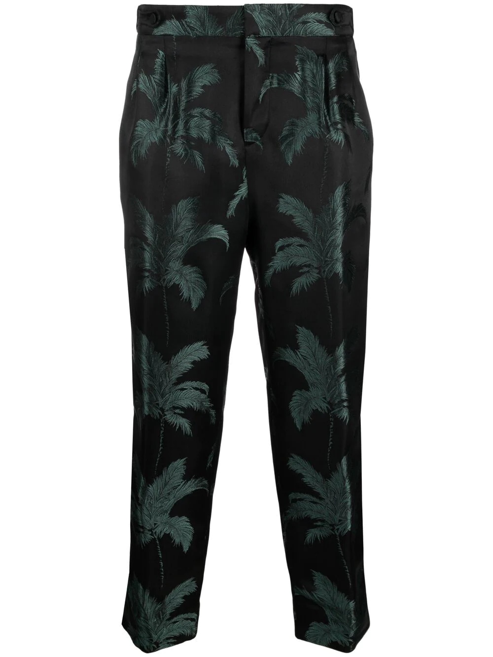 palm tree-jacquard wide-leg trousers - 1