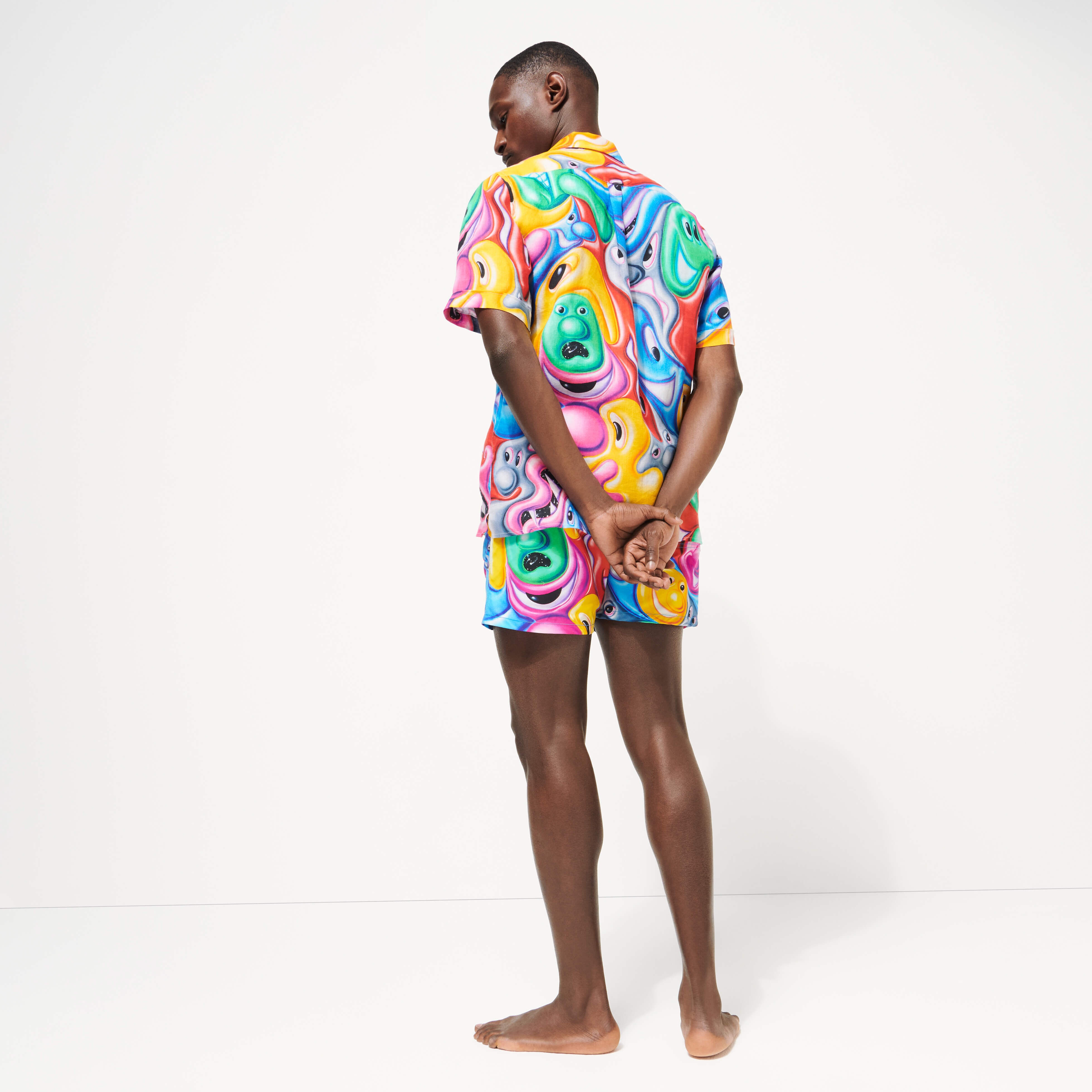 Men Linen Bowling Shirt Faces In Places - Vilebrequin x Kenny Scharf - 5