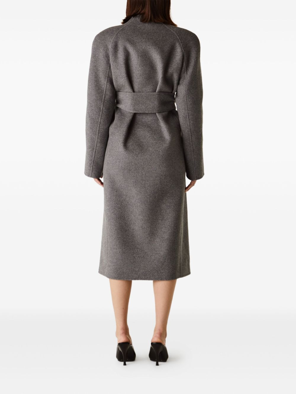 belted wool single-breasted coat - 3