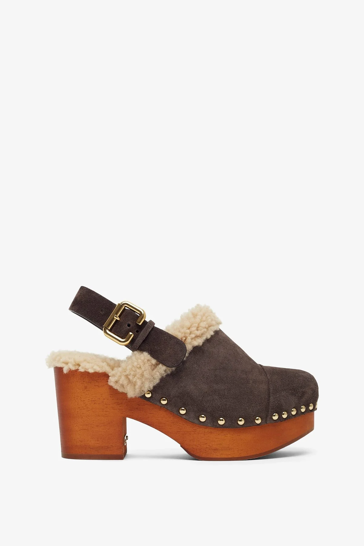Jeannette brown shearling clogs - 1