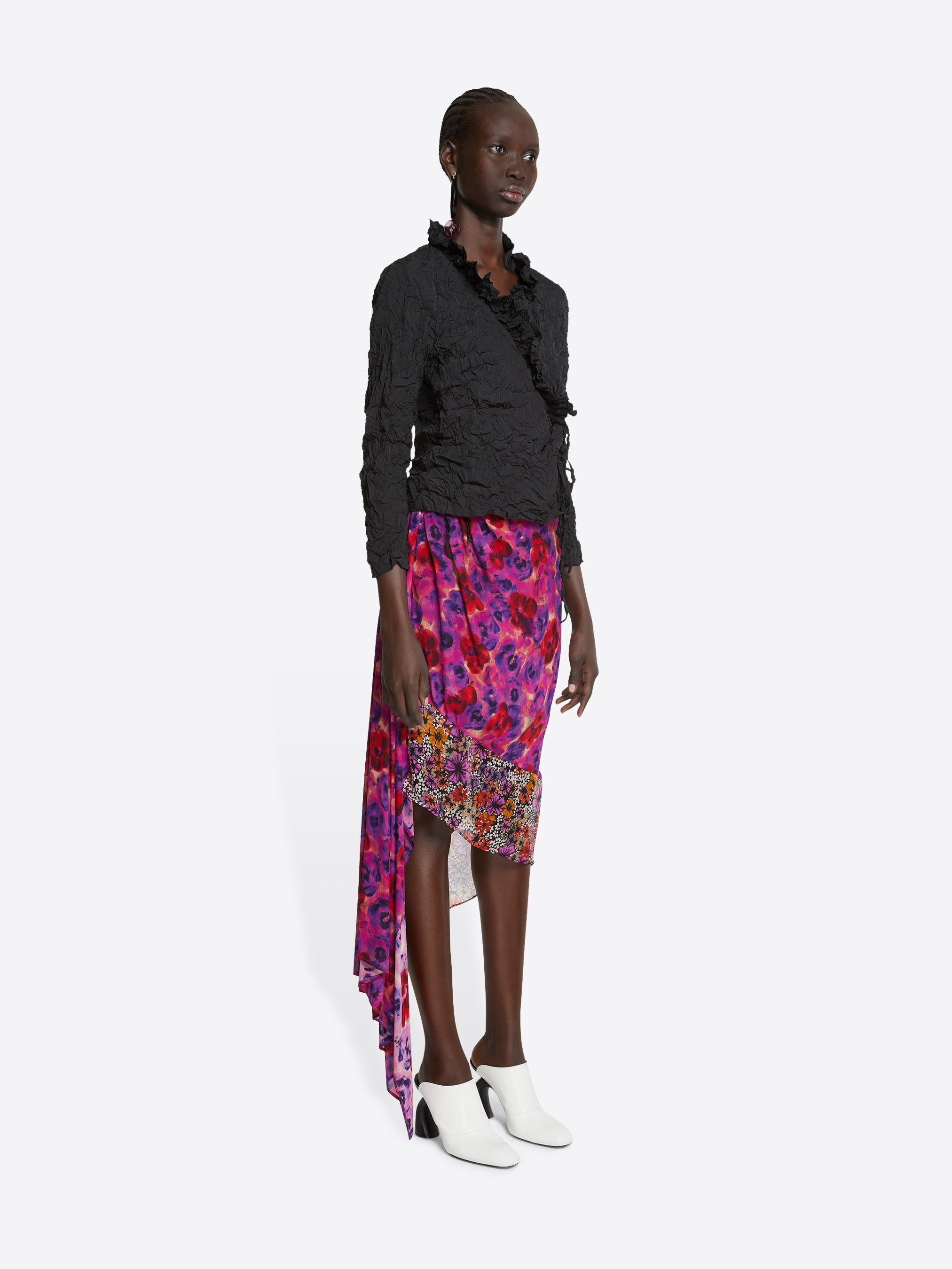 FLORAL DRAPED SKIRT - 3