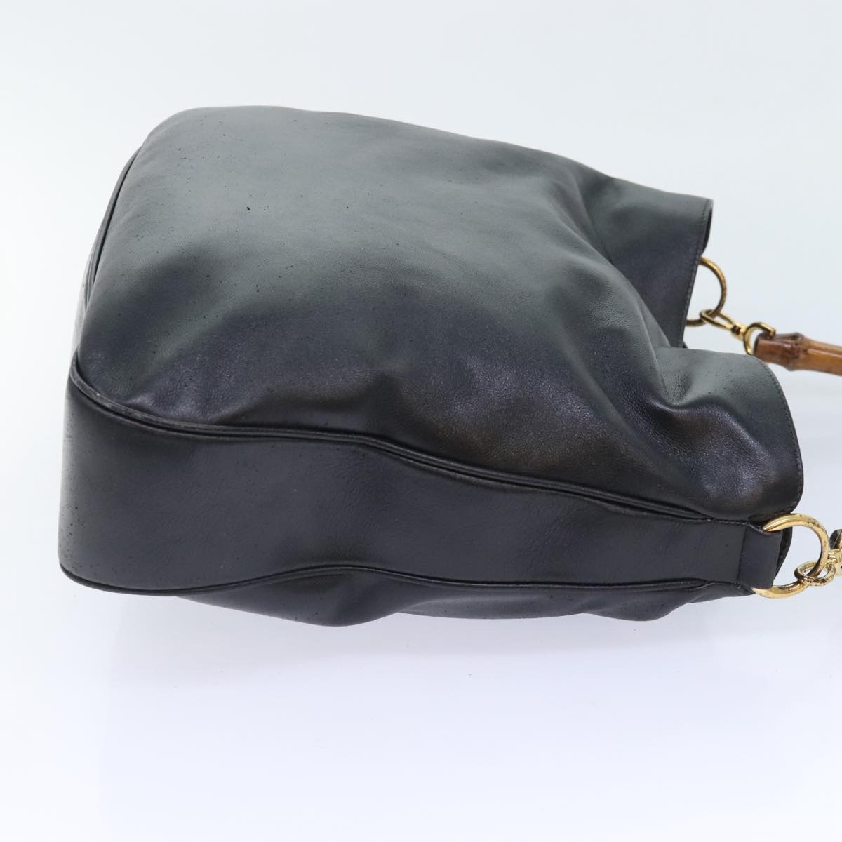 GUCCI Bamboo Hand Bag Leather Black Gold - 4