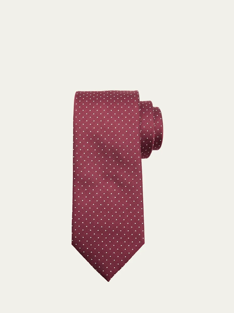 Men's Micro-Polka Dot Silk Tie - 1