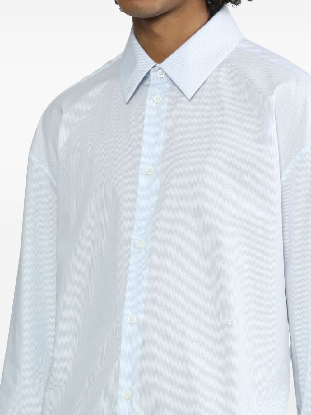 classic collar pinstriped cotton shirt - 5