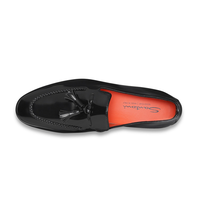 Men's black leather tassel loafer 4