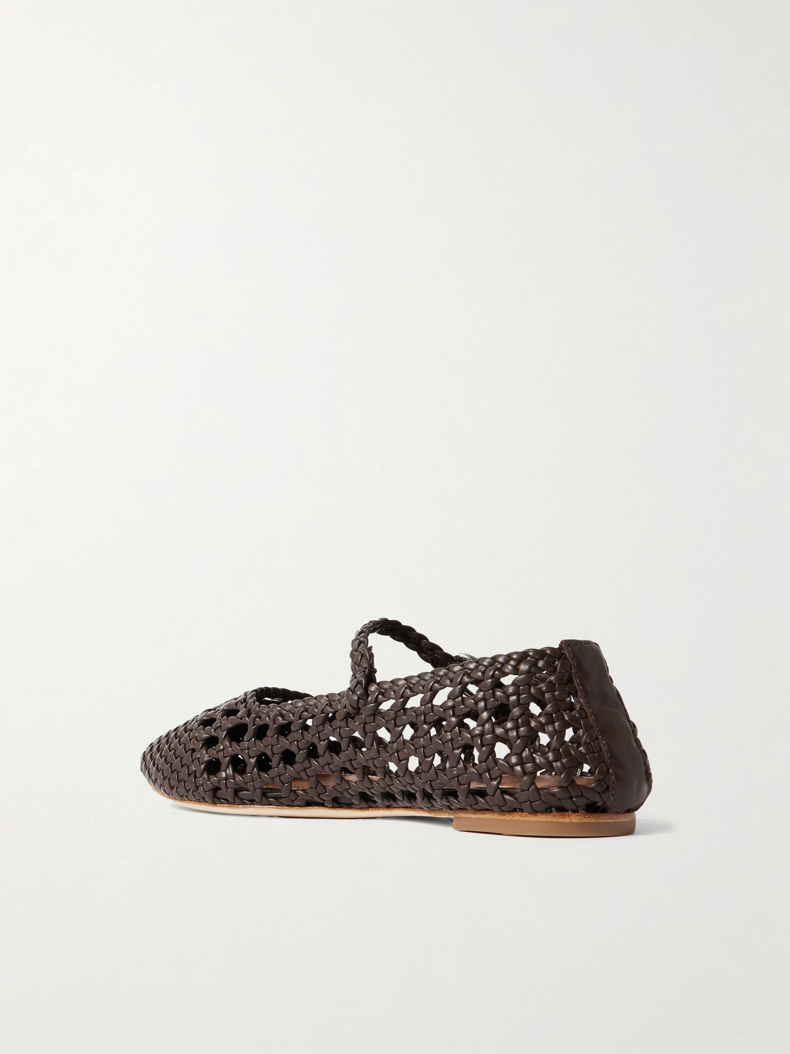 Nell woven leather Mary Jane ballet flats Dark brown - 3
