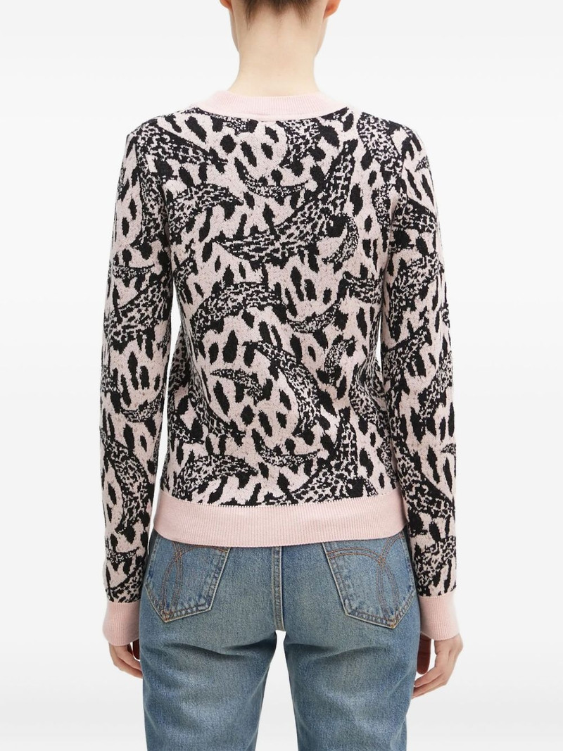 leopard-jacquard 승무원 목 스웨터 4
