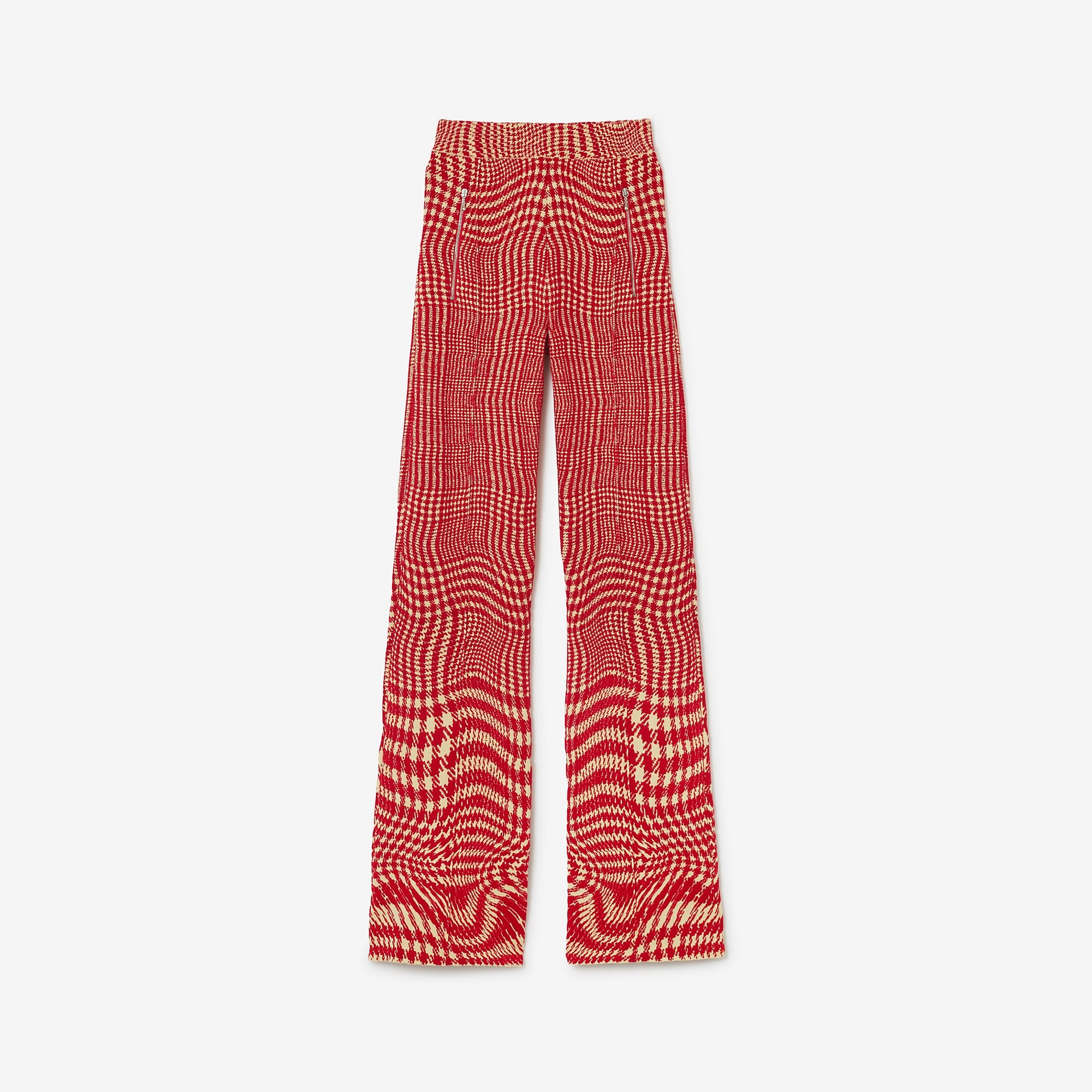 Warped Houndstooth Wool Blend Trousers - 1