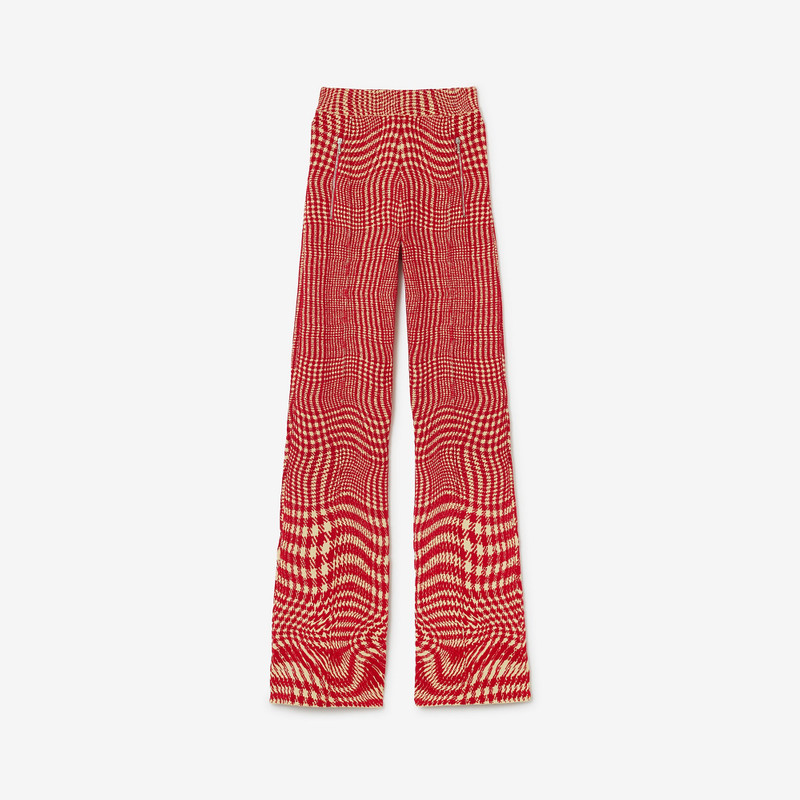 Warped Houndstooth Wool Blend Trousers - 1