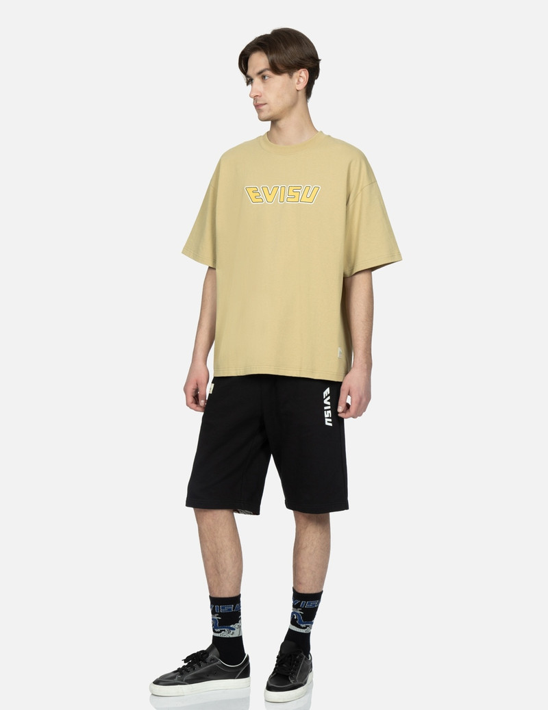 LUCKY CAT AND TAIKO DARUMA-PATTERN DAICOCK PRINT SWEAT SHORTS 4