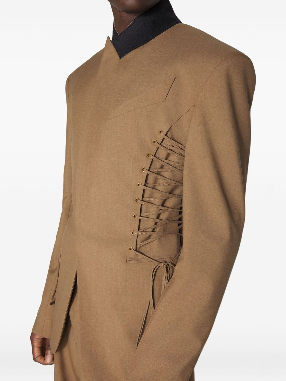 lace-up panel tailored jacket - 1