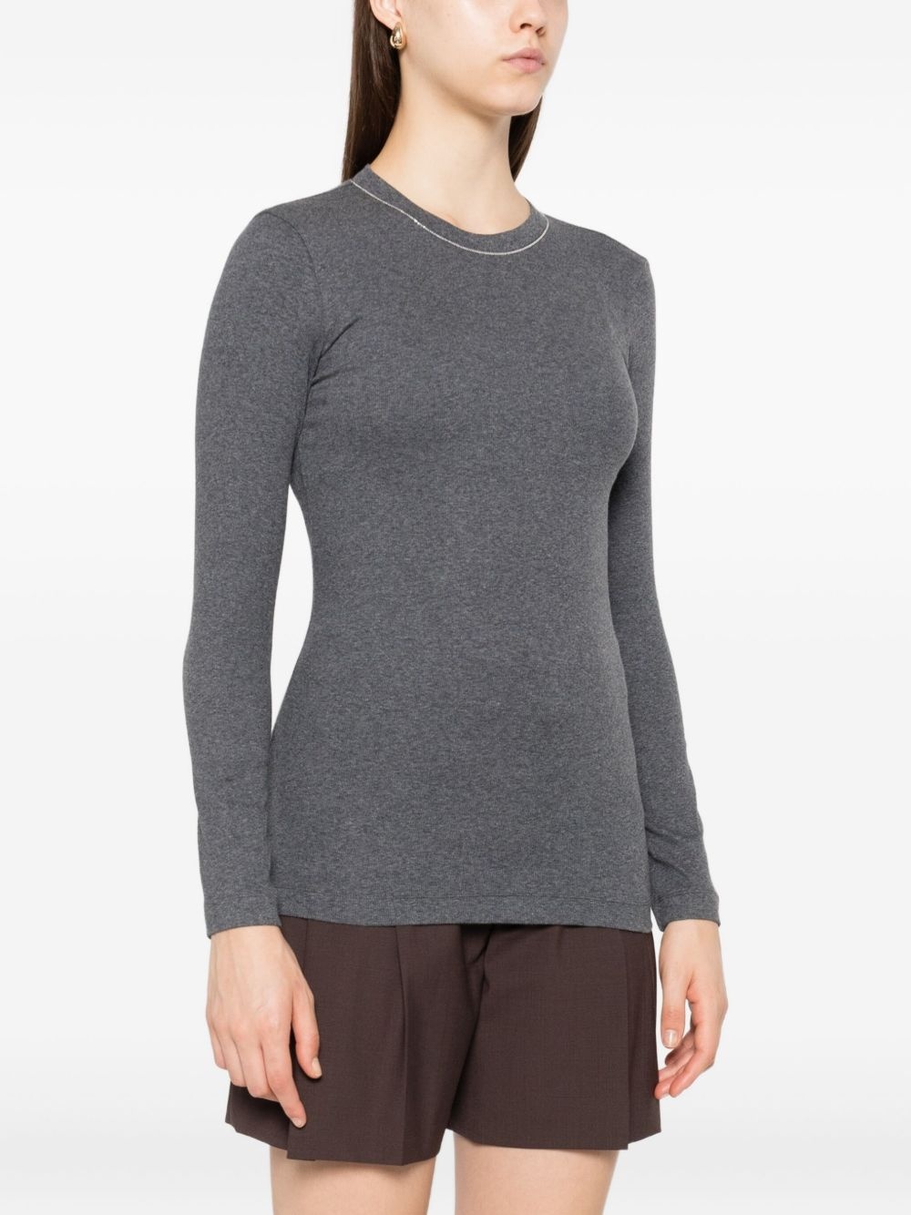 keyhole-detail long-sleeve top - 3