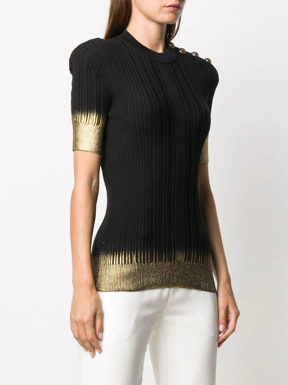 button-embellished dip-dye knit top - 3