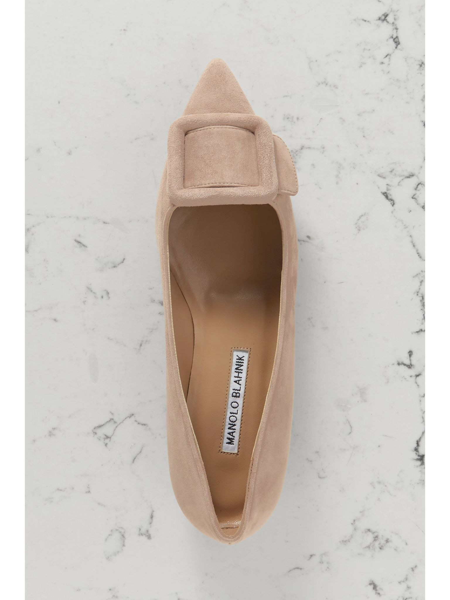 Maysale buckled suede point-toe flats Taupe - 5