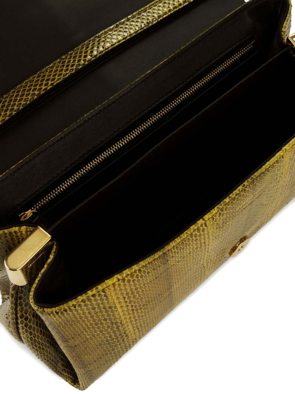 small gancini clasp snakeskin cross body bag - 5