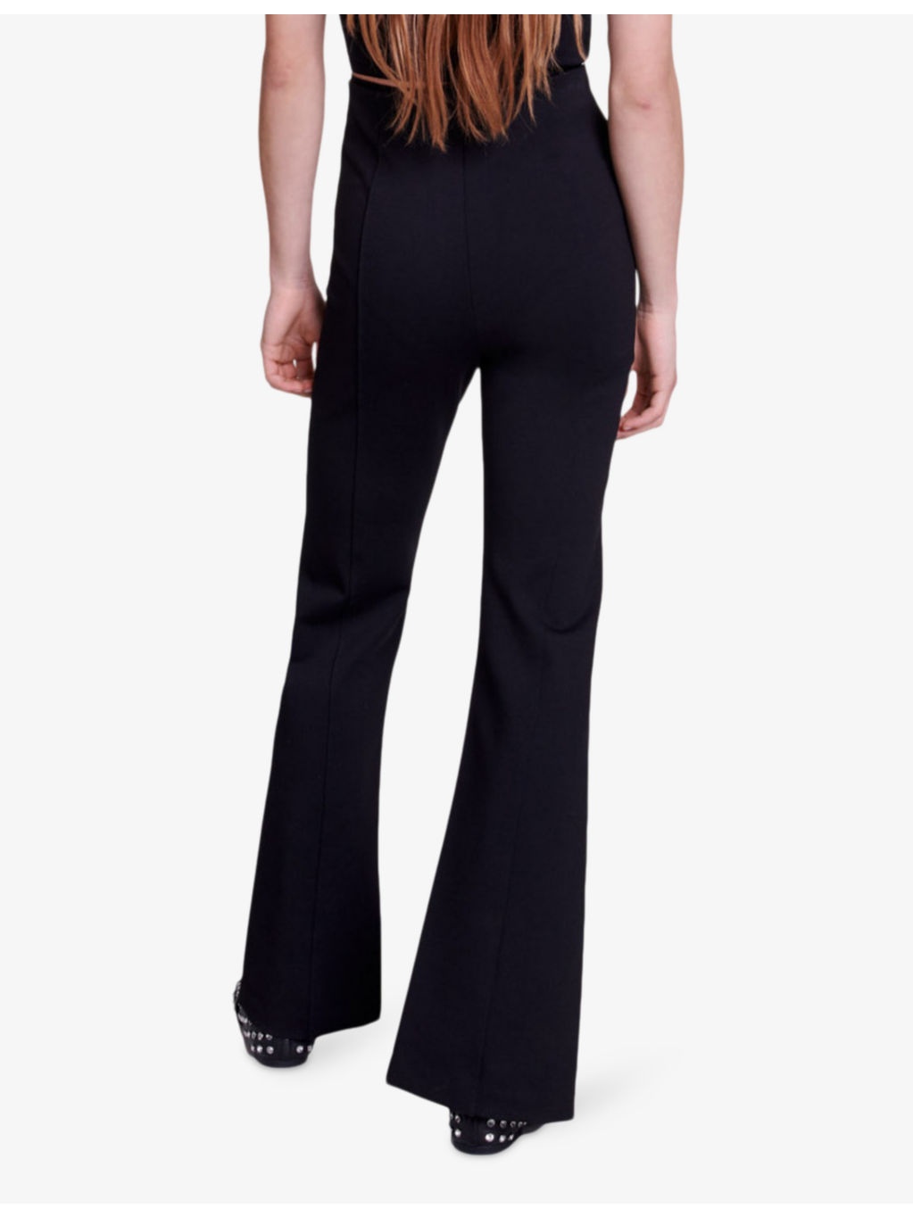 Split-cuff flare-leg high-rise stretch-woven trousers - 4